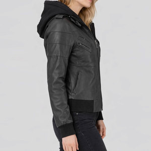 Outdoor Women Custom Leather Jackets Wholesale Zipper Motorcycle Cropped Leather Jackets In Premium Quality - Product Image 4