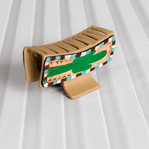 Pinza para el Cabello con Diseño de Cactus de Moda con Incrustaciones de Turquesa, Accesorio Femenino Moderno - Product Image 3