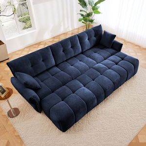 3 Seater Elegant Textured Chenille <b>Sofa</b> Set with 3 Ottomans and <b>Pillows</b> Sturdy Solid Wood Frame for Living Rooms - Product Image 3