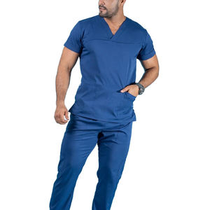 Uniformes Médicos Antiarrugas con Logotipo Personalizado, Trajes de Enfermería de Color Sólido Elásticos para Hombre, Uniformes de Hospital de Alta Calidad, Transpirables para Doctor - Product Image 2