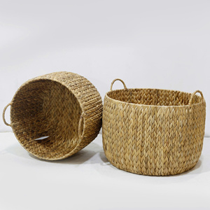 Juego de 2 Cestas de Almacenamiento Multifuncionales Hechas a Mano con Jacinto de Agua, Diseño Tejido Ecológico para Frutas y Maquillaje - Product Image 1