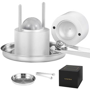 Kit per Sfere di Ghiaccio in Lega di Alluminio Aeronautico da 2,4 Pollici, Pressa per Ghiaccio da 60mm con Pinze e Vassoio Raccogligocce - Strumento Premium per Cubetti di Ghiaccio - Product Image 1