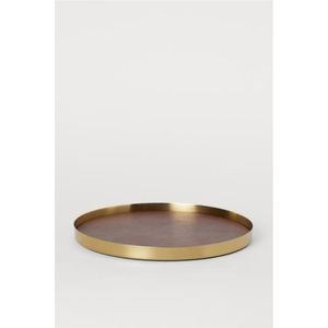 Bandeja Minimalista de Metal Esmaltado Hecha a Mano, Moderna con Detalles en Oro, Plato para Joyas, Organizador Redondo de Escritorio y Portavelas - Product Image 1