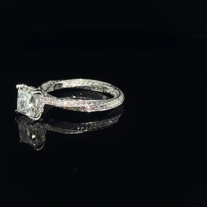CONCEPTION Anillo de Moissanita de 2CT con Corte Princesa, Anillo Sorpresa de Diamante, Plata 925 Original, Estilo Moderno, Regalo para Enamorados, Cumpleaños - Product Image 6