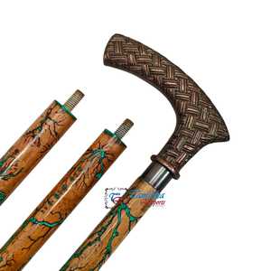 Bâton de marche d'extérieur unisexe en aluminium et bois, design ergonomique nautique, bois massif naturel, luxe vintage européen, 600g - Product Image 5
