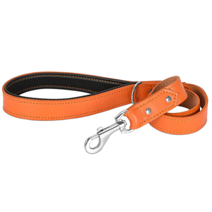 Genuine Leather Dog <b>Leash</b> Padded Handle 360° Rotating Metal Clasp Heavy Duty <b>Pet</b> Walking Lead Multi-Color OEM Wholesale - Product Image 1