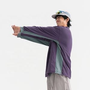 Alta calidad 100% poliéster secado rápido Unisex de gran tamaño de dos tonos de manga larga Camisetas activas al aire libre senderismo camiseta para hombres y mujeres - Product Image 5