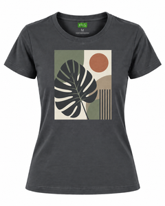 T-shirt décontracté d'été pour femme en coton et élasthanne, coupe régulière, manches courtes, compressé et extensible, motif graphique - Product Image 1
