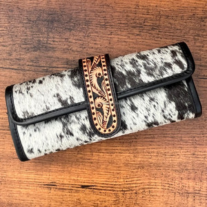 Nouveau rouleau de bijoux en cuir de vachette véritable personnalisé personnalisé organisateur de voyage usiné à la main occidental pour colliers bagues boucles d'oreilles - Product Image 2