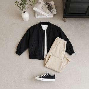 Kids Korean Wide Leg Casual Trousers for Boys Khaki Anti-Pilling Woven Cotton/Polyester Blend Button Fly Pants - Product Image 6