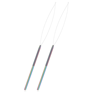 Rainbow Hair Extension Loop <b>Needle</b> Wire <b>Threader</b> Pulling Hook for Micro Ring Link Silicone Beads I-Tip Feather Installation Tool - Product Image 1