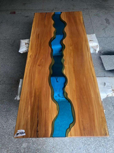 Table de salle à manger de luxe au design élégant en bois massif avec design rivière, table de restaurant, table en résine époxy, décoration intérieure - Product Image 4