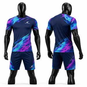 Conjunto de Camiseta de Fútbol para Hombre, Sublimada, Cuello en V, Manga Corta, Corte Atlético, para Todas las Temporadas, 100% Poliéster, Nombre del Equipo Personalizado - Product Image 1