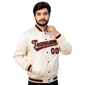 Veste de baseball personnalisée prête à être expédiée avec broderie personnalisée, coupe ample, manches en cuir pour les détaillants américains - Product Image 2