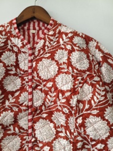 Unique Quilted <b>Reversible</b> <b>Jacket</b>: Indian Floral Cotton Coat - Product Image 3