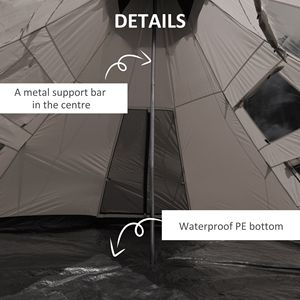 Tenda Teepee in Metallo per 6 Persone, Resistente alle Intemperie, con Apertura Rapida e Borsa per il Trasporto - Product Image 6