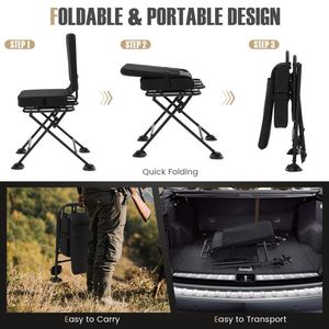 Swivel Folding <b>Chair</b> with Comfortable Backrest and <b>Padded</b> Cushion - Product Image 2