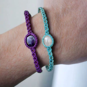 Conjunto de Pulseras de Macramé Hechas a Mano con Piedras Preciosas, Pulseras Ajustables de Estilo Boho con Cordón y Plata, Joyería Minimalista Vintage, Regalo al por Mayor - Product Image 1