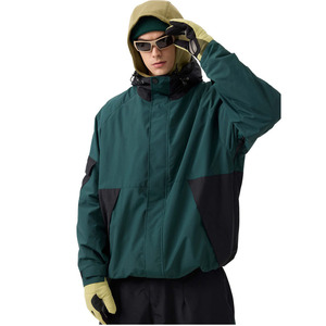 Ensemble de Combinaison de Ski Unisexe Personnalisé Imperméable Coupe-Vent Veste et Pantalon Cargo Bicolore Vert et Noir Combinaison de Snowboard avec Capuche - Product Image 3