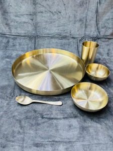 Service de table en laiton, ustensiles de cuisine, design martelé, vaisselle traditionnelle pour restaurant et mariage - Product Image 4