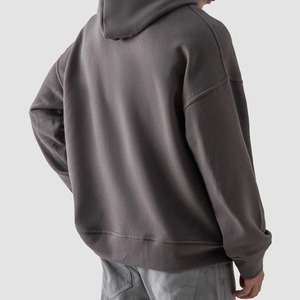 Sweat à capuche oversize en molleton de coton mélangé pour homme, uni, hiver, décontracté, broderie personnalisée, impression de logo - Product Image 4