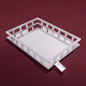 Contemporary <b>metal</b> Serving Tray With solid Base Elegant Rectangular Design Ideal For Dining Table And Home Decoration - Product Image 1