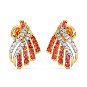 Golden Red Radiant <b>Wing</b> Statement diamond <b>Earrings</b> - Product Image 1