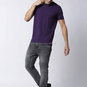Best <b>Purple</b> Color Cotton Knitted Jersey <b>Men</b> <b>T</b> <b>Shirt</b> 2025 Low Price Sweat Proof <b>Men</b> <b>T</b> <b>Shirts</b> For Summer - Product Image 5