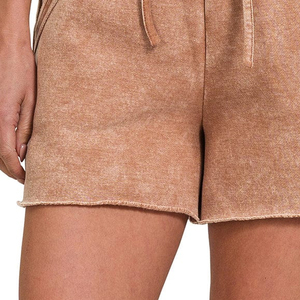 Shorts de sport pour femmes, best-seller, effet délavé, haute qualité, nouvelle mode, couleur unie, délavé à l'acide - Product Image 6