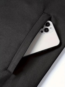 Direct Factory Men's Bomber Jacket Full <b>Zip</b> Solid Color Casual Outerwear Polyester Fleece Material Stand Collar Regular Fit - Product Image 5