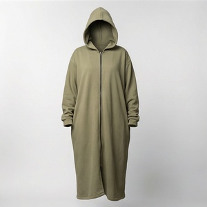 Abaya polaire à fermeture éclair classique, longueur cheville, anti-statique, douce et confortable pour l'hiver, pour la vente en gros - Product Image 1