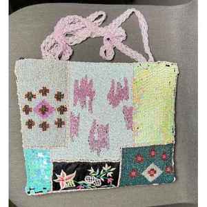 Sac à main artisanal de luxe indien, perles de verre multicolores, forme baguette, décontracté, fait main, durable, fournitures de perlage ethnique - Product Image 3