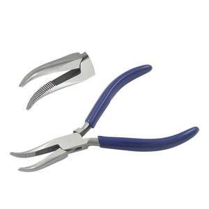 140mm PVC Handle Bent Chain Nose Plier Serrated Jaws Double Leaf Spring for Crimping for Cutting Fishing DIY Jewelry Making OEM - Product Image 1