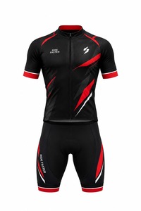 Custom Printed Front Letter Black <b>Red</b> Cycling Jersey Set Short Sleeve <b>Bike</b> Shirt Bib Shorts Moisture-Wicking for Unisex Road - Product Image 5