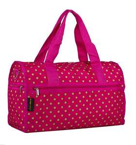Water Resistant Pink Polka Dot Duffle Bag Cute Overnight Weekender Travel Bag with Multi Pockets for Women Girls travel <b>backpack</b> - Product Image 1