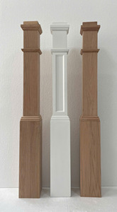 Boîte personnalisée Newels 4091FP Boîte en chêne rouge massif Newel avec panneau plat Détail Pièces d'escalier élégantes pour tout escalier d'EFS - Product Image 4