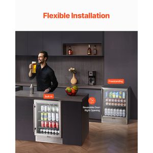 Frigorifero per Bevande da 154 Lattine, Mini Frigo Elettrico con Porta in Vetro e Ripiani Regolabili, Controllo Digitale della Temperatura - Product Image 5