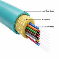 HEADWAY FCS-DSLA-4M012-AQ Kabel Trunk Optik Multimode OM4 12-Core Dalam Ruangan dengan Jaket LSZH GB/T 18380.33 Teruji Tahan Api untuk Pusat Data