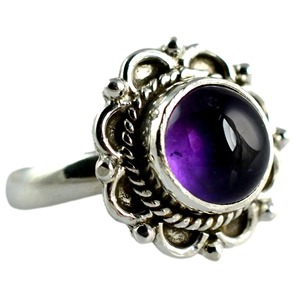 Amethyst 925 Sterling Silver <b>Boho</b> Statement Promise <b>ring</b> for Women, Natural Round Gemstone <b>Boho</b> Jewelry <b>Ring</b> Size 4-13 Christmas - Product Image 1