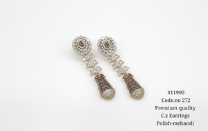 Boucles d'oreilles pendantes 11900Dangle, plaquées Mehandi, rubis et zirconiums cubiques, en laiton, style vintage, bijoux de fête pour femmes - Product Image 5