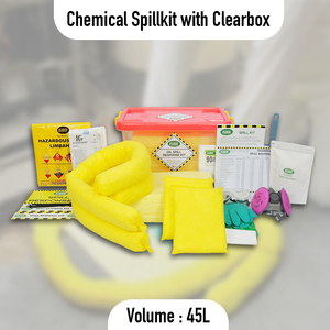 45L Chemical Spill Kit with Transparent Storage Box Hazardous Liquid Absorbent Emergency Response Kit for Industrial Workplace - Product Image 3