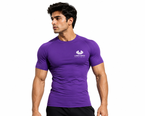 <b>Men's</b> Purple <b>Compression</b> Gym T <b>Shirt</b> Quick Dry Fitness Workout Tee Moisture Wicking Athletic Training Running Sportswear Custom - Product Image 1