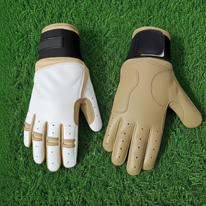 Blue Leather Batting Gloves Breathable Full Finger Unisex Adult Training Ambidextrous <b>Hook</b> and Loop Closure <b>Outdoor</b> - Product Image 2