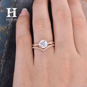 Conjunto de Anillos de Boda de Corte Redondo Moderno, 2 Piezas, con Diseño de Espiga Entrelazada y Corona, Oro de 10K/14K, Joyería Personalizada - Product Image 1