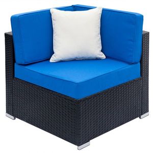 Fully Equipped Black Embossed Woven Rattan Garden Set 2pcs Middle Sofas 4pcs Single Sofas 1pc Coffee Table - Product Image 6