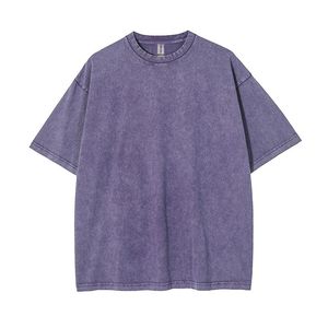 Men Blue Cotton Crew Neck <b>T</b>-<b>Shirt</b> Solid Color Casual Short Sleeve Summer Top Knitted Oversized Streetwear Style - Product Image 3