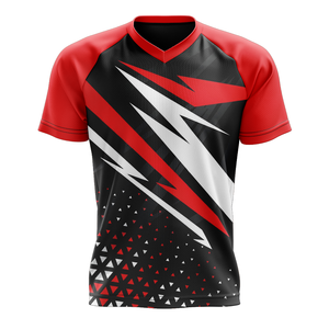 Camiseta de manga corta con cuello en V para hombre, corte ajustado, con logotipo bordado en 3D en la parte trasera del cuello, transpirable y de secado rápido, tejido informal. - Product Image 5