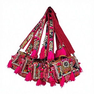vintage banjara embroidered tassel patchwork mirrorwork shell casual sling cross body <b>bag</b> ethnic <b>boho</b> handbag colorful indian b - Product Image 3
