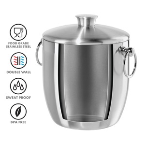 Seau à glace en acier inoxydable de qualité supérieure avec couvercle et pince, refroidisseur à glace à double paroi pour la maison, le bar, l'hôtel, le restaurant, les fêtes - Product Image 3