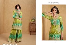 Collection Premium de Soie Chinon avec Ensemble Prêt-à-Porter Brodé Plazzo-Suit et Dupatta – Vente en Gros - Product Image 6